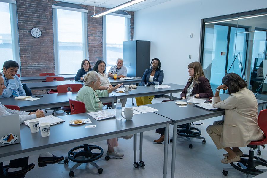 People talk in MCC's biotech lab